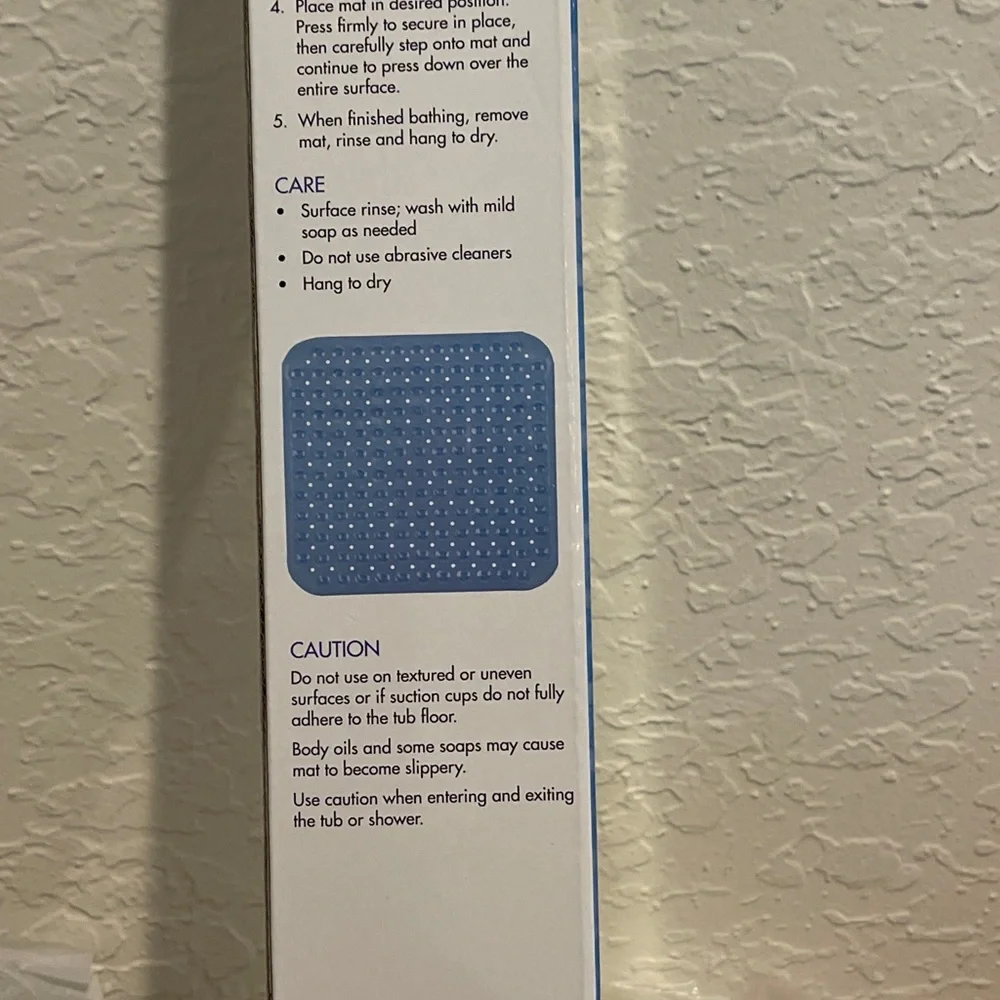 Bath Mat TheraCare Safety “NON-SLIP” 21x20” ANTI-Fungal Blue MINT NEW in NEW BOX